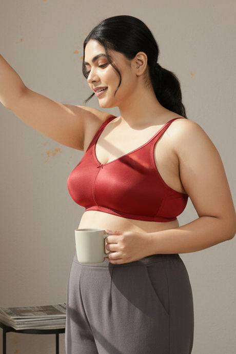Zivame True Curv Double Layered Non Wired Full Coverage Minimiser Bra - Sundried Tomato — image 3